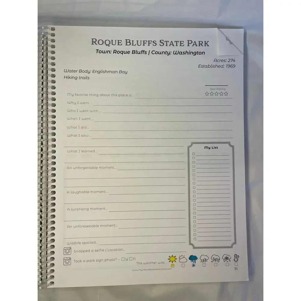 Maine State Parks-Travel Adventure Challenge Bucket List Book